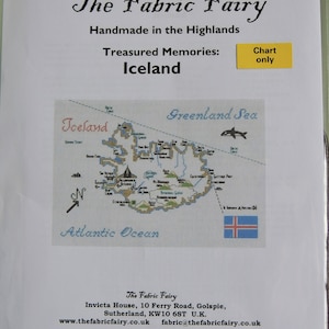 Tabla de bordado de mapa de punto de cruz, Islandia (copia impresa)