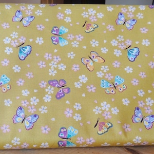 SALE ** Lewis & Irene Fabrics &quot;Love Blooms&quot; 1m piece fabric,  pattern A523, butterflies on green
