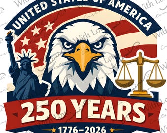 America 250 Semiquincentennial Image, 4th of July, Independence Day, Memorial Day, Eagle, Flag Digital Download