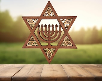 Wooden Star of David Wall Art, 3D Layered Star of David, Jewish Art