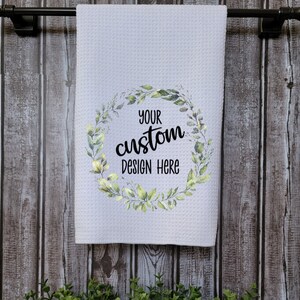 Personalized Kitchen Towel, Personalized Waffle Weave Tea Towel, Wedding Gift, Housewarming Gift, Personalized Dish Towel