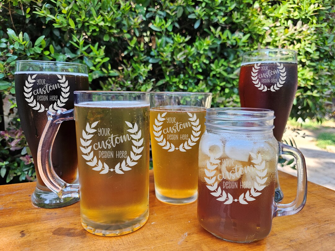 Personalized Etched Beer Glasses, Engraved Glasses, Gift, Wedding Gift