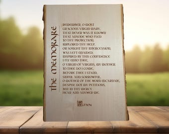 The Memorare, Custom Prayer, Bible Verse, Memorare Engraved, Faith Art Christian Decor, Engraved Catholic Gift