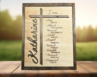 Personalized Scripture Name, Child of God, God Says I Am, We are Biblical Verse Wall Art Sign, Christian Wedding, Baptism, Confirmation Gift