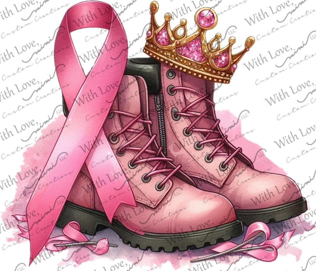 Digital Download Breast Cancer Combat Boots PNG and JPEG File - Etsy