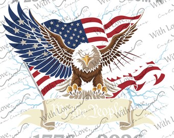 America 250 Semiquincentennial Image, 4th of July, Independence Day, Memorial Day, Eagle, Flag Digital Download