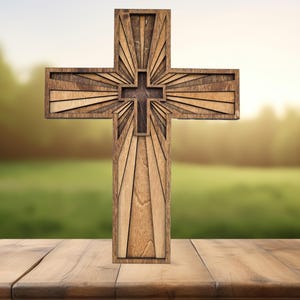 Wooden Cross for Wall, Layered Cross, Wood Cross, 3D Multilayered Cross, Handmade Cross, Intricate Cross, Christian Gift, Handcrafted Cross,