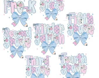 School Grade PNGs, Cute Back to School Teacher Bundle, Preppy School Design, Back To School, School Bundle, Elementary School Sublimation
