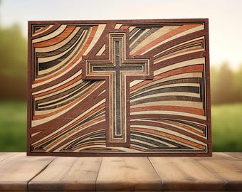 Handmade Layered Wooden Cross: 3D Cross Wall Decor, Christian Gift