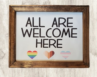 All Are Welcome Here Reverse Canvas, Diversity Art, Equality, Kindness Matters, Everyone is Welcome, Wall Art