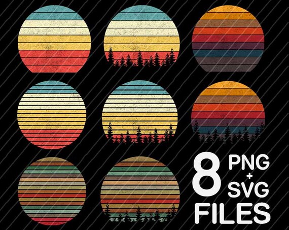 Distressed Retro Vintage Sunset Svg Png Files / Retro Circle / | Etsy