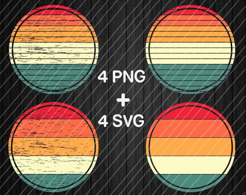 Distressed Retro vintage sunset svg png files / Retro circle / | Etsy