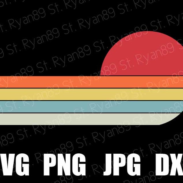 Retro vintage sunset svg png files Retro circle vintage circle SVG Sunrise Background Red Yellow Orange Clipart Digital Download