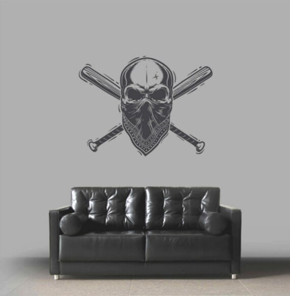 Skull Wall Decals Sticker Baseball bat Decals adik3227 Etsy