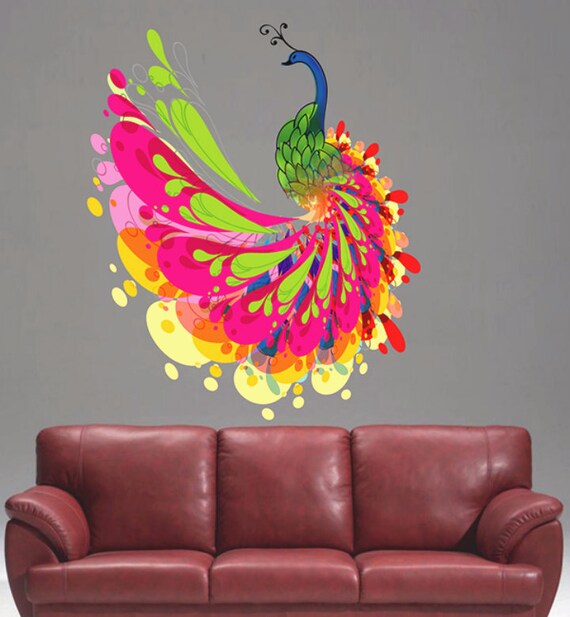 Peacock Wall Decals Sticker Bird Wall Decals Adcik346 Etsy