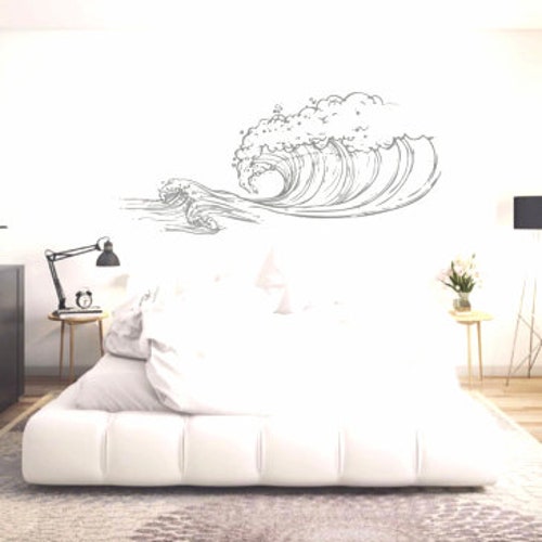 Large Ocean Wave Wall Decalremovable Wave Wall Sticker Etsy