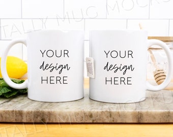 2 White Mugs Mockup Etsy