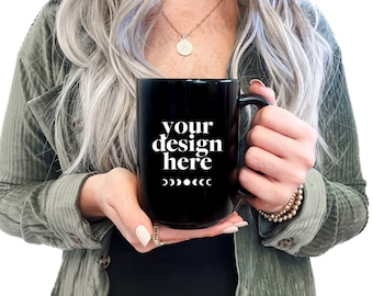 Mug Mockup | 15oz Coffee Mug Mockup | Black Coffee Mug Mockup |  Black Mug Mockup | Holiday Mug Mockup | High Resolution