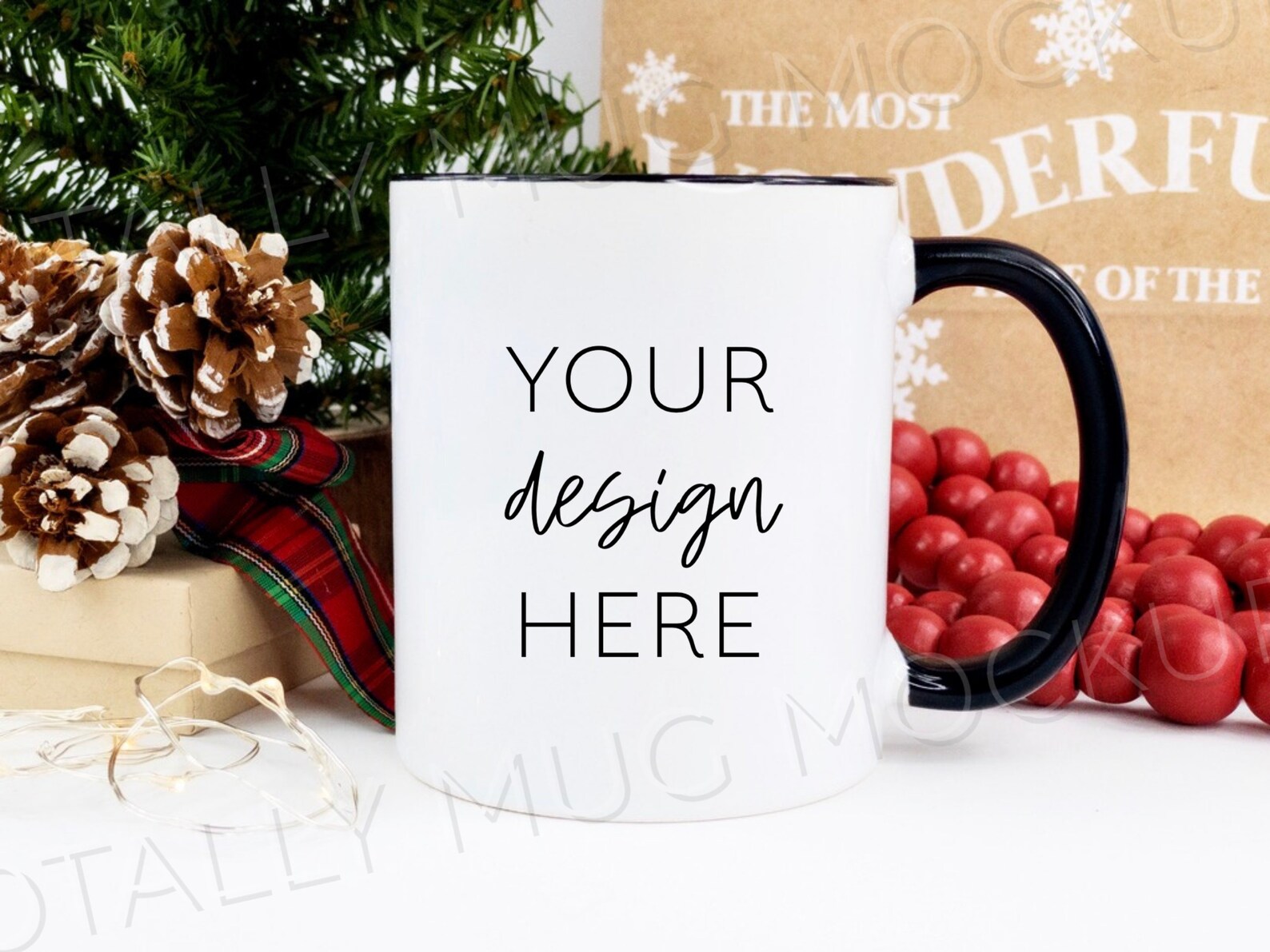 Download 11oz White Mug with Black Handle Mockup Photo JPEG Image | Etsy
