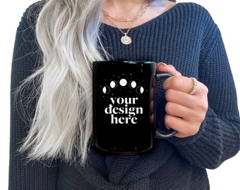 Mug Mockup | 15oz Coffee Mug Mockup | Black Coffee Mug Mockup |  Black Mug Mockup | Holiday Mug Mockup | High Resolution