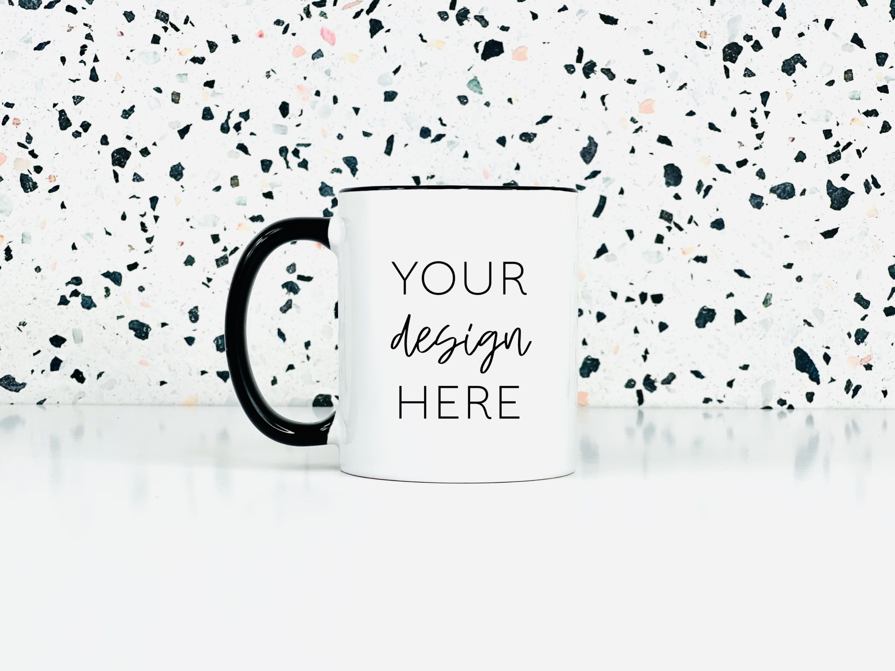 Download 11oz White Mug with Black Handle Mockup Photo JPEG Image | Etsy