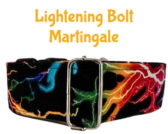 Lightening Bolt Martingale Dog Collar| 2 inch martingale| Extra Large Martingale| Large Dog Martingale| Great Dane| Mastiff| Greyhound