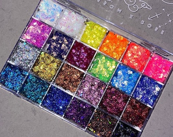 Ombretto glitterato, 24 gel glitterati, tavolozza trucco