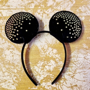 Złote uszy z kryształkami Myszki Minnie i Myszki Miki z motywem kryształków. ORYGINALNY PRODUKT DISNEYA