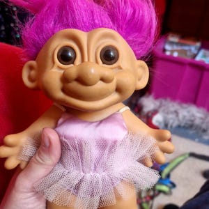 RARE find. Original Vintage RUSS Troll Doll 7.5 inch Purple Hair Berrie Ballerina Troll Doll.