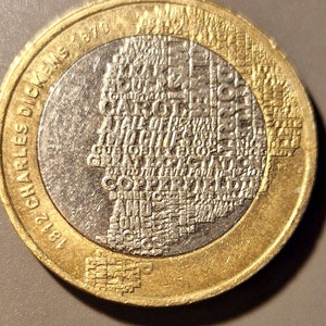 Charles Dickens, 1870, 2012 britannique, pièce de deux livres Pièce de collection en circulation de la reine Elizabeth II, argent britannique
