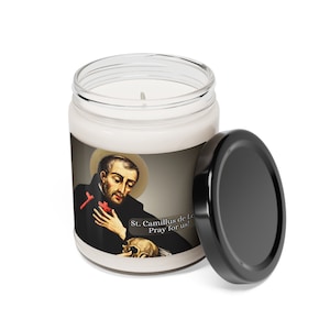 Saint Camillus de Lellis Prayer Candle (Option 3) - Scented Soy Candle, 9oz