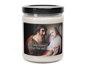 Saint Matthew Prayer Candle (Option 4) - Scented Soy Candle, 9oz