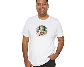 St. Dymphna with Bible Quote -- Catholic Saint Unisex Jersey Short Sleeve Tee