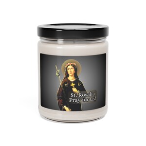 Saint Rosalia Prayer Candle (Option 3) - Scented Soy Candle, 9oz