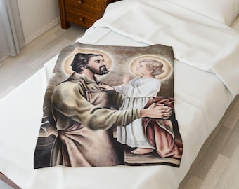 Saint Joseph, Foster Father of Jesus - Velveteen Plush Blanket