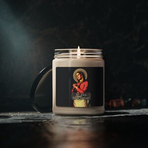 Saint Zita of Lucca Prayer Candle (Option 2) - Scented Soy Candle, 9oz
