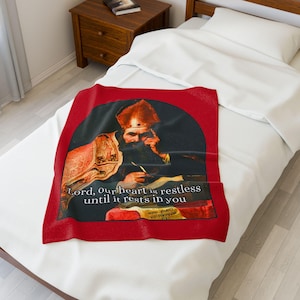Saint Augustine of Hippo Quote - Velveteen Plush Blanket