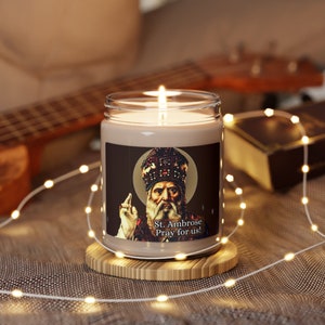 Saint Ambrose Prayer Candle - Scented Soy Candle, 9oz