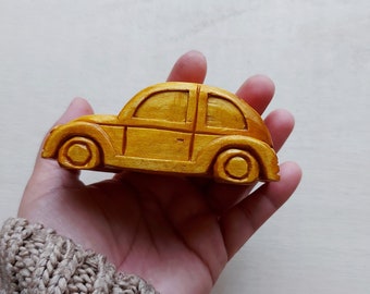 Wood Carved Car Figurine, Wooden Car Home decor, Hand Carved Car Statue Toy