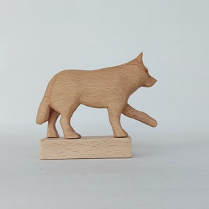 Wooden Wolf Statue, Wood Carved Figurine, Wooden Animal Statuette, Wolf Home Decor