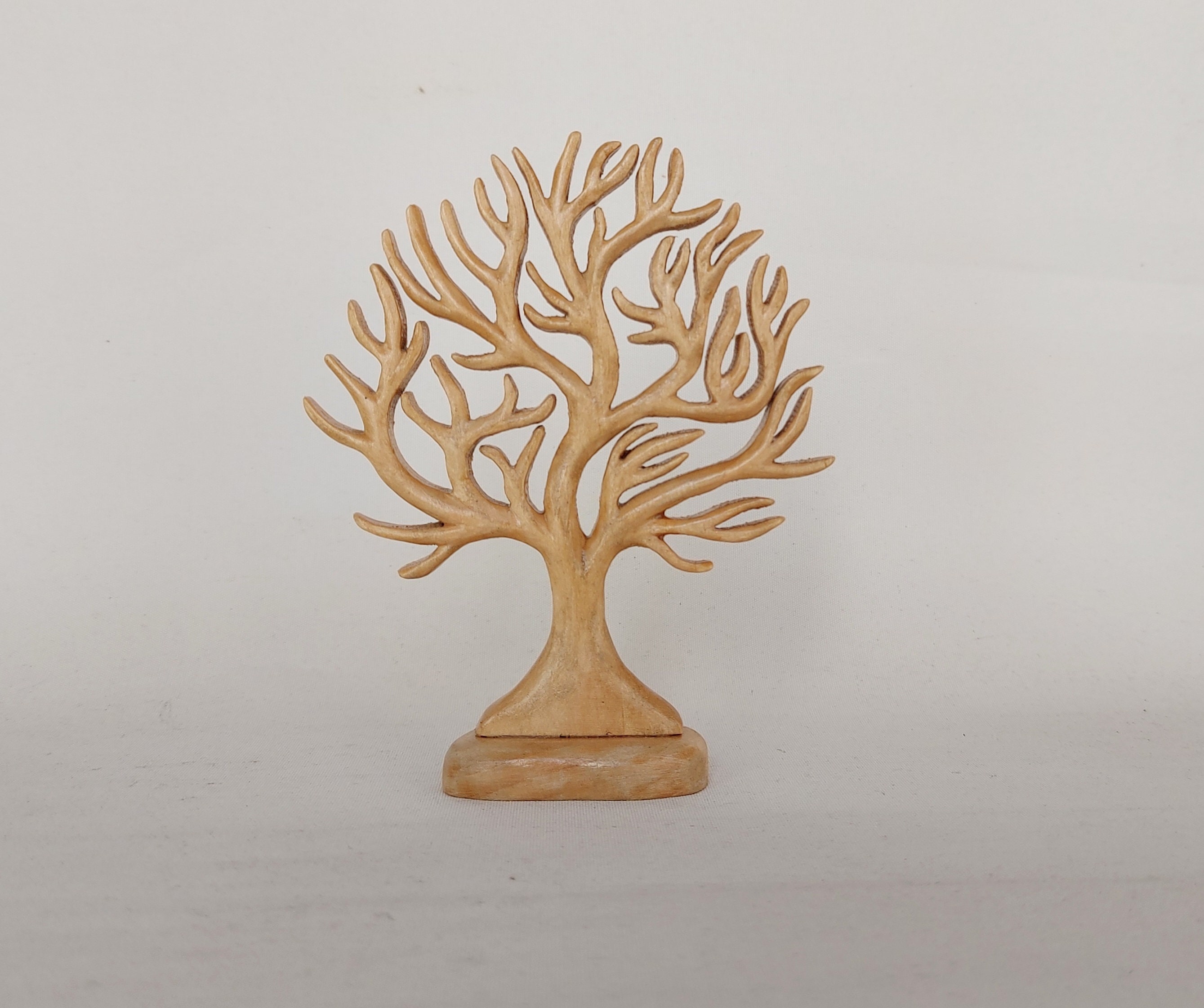 Wood Carved Tree Figurine Wooden Tree Home Decor Hand Carved Etsy