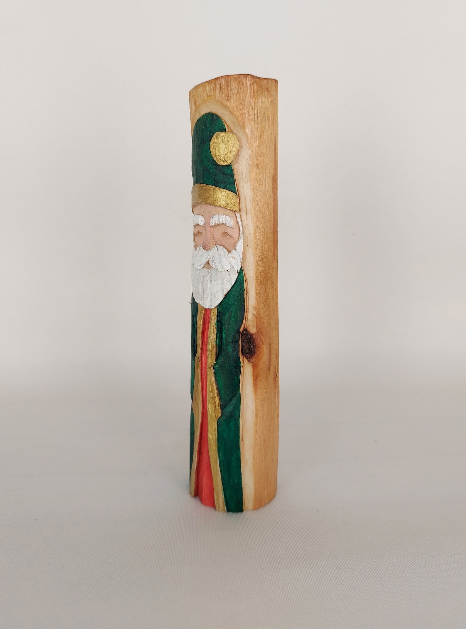 Wood Carved Santa Figurine Wooden Santa Home Decor Hand Etsy
