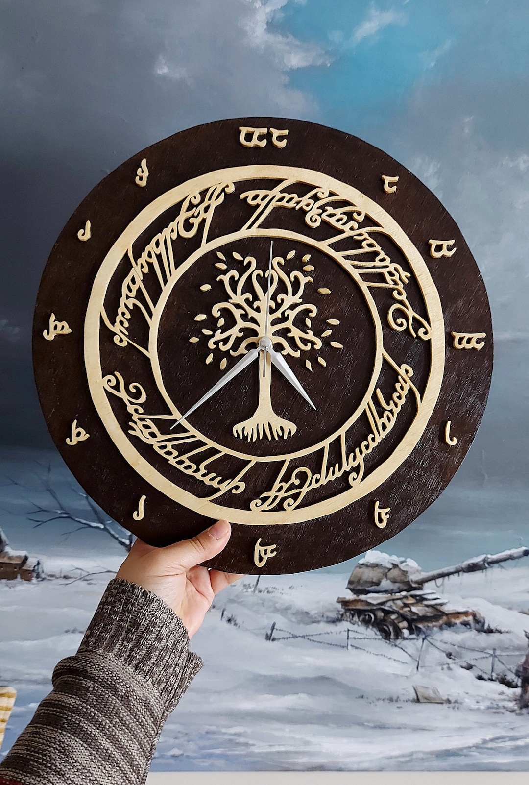 The Lord of the Rings Wall Clock Wooden LOTR Home Decor Etsy
