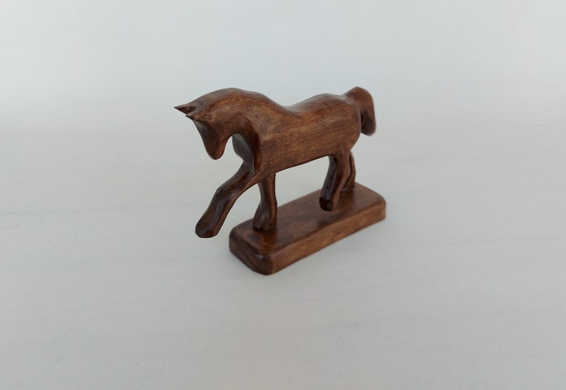 Wooden Horse Figurine, Wood Carved Statue, Horse Home Decor, Wooden