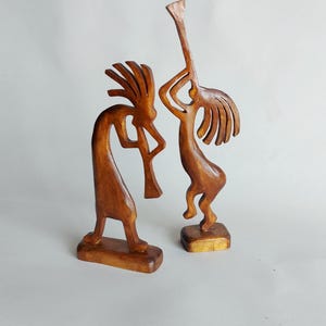 Kokopelli  Figurines, Dancing Kokopelli Home Decor, Wood Carved  Statuette, Southwestern Wooden Statue
