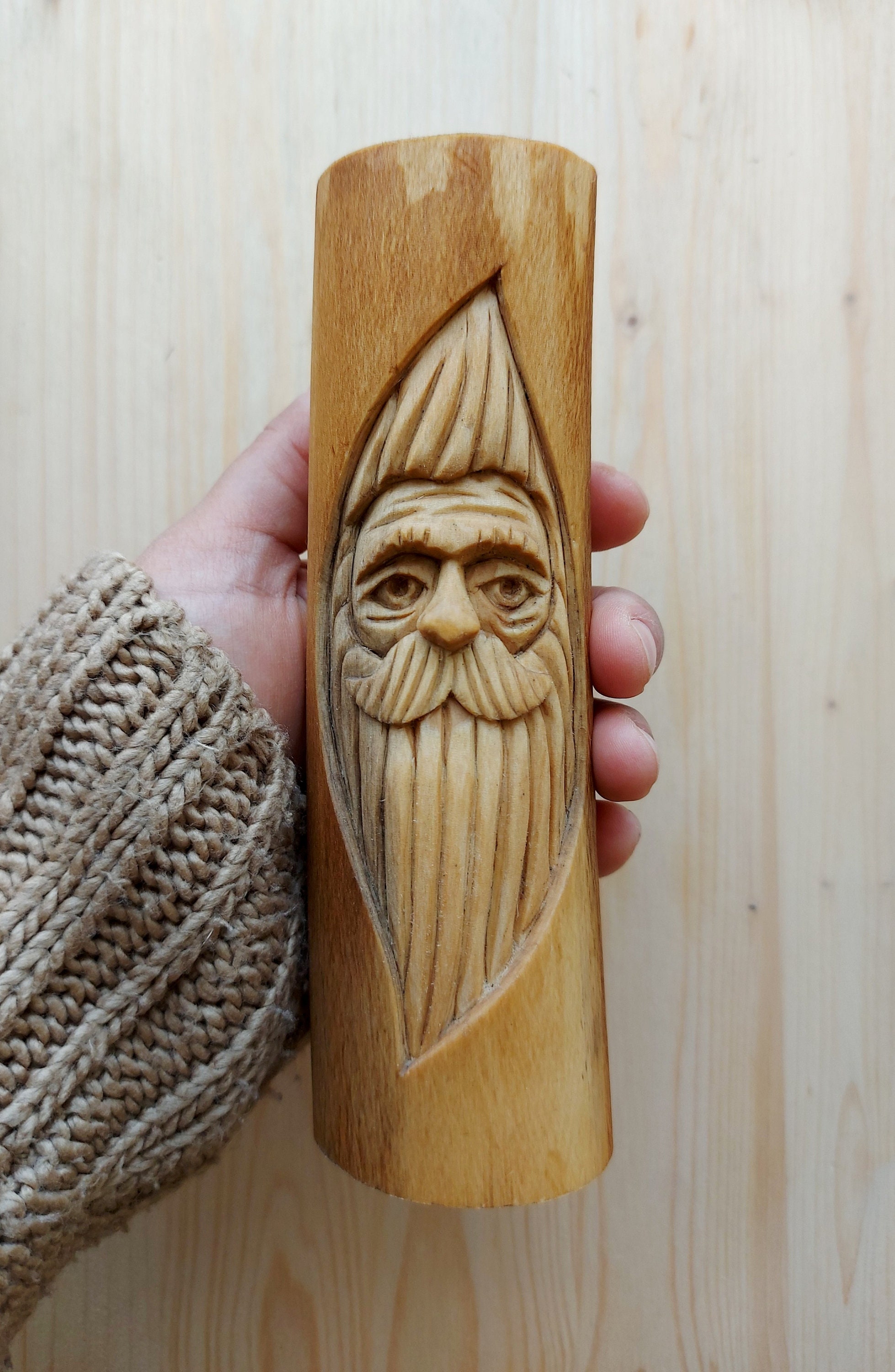 Wood Spirit Statue, Hand Carved Figurine, Wood Carved Statuette, Wooden Home Decor