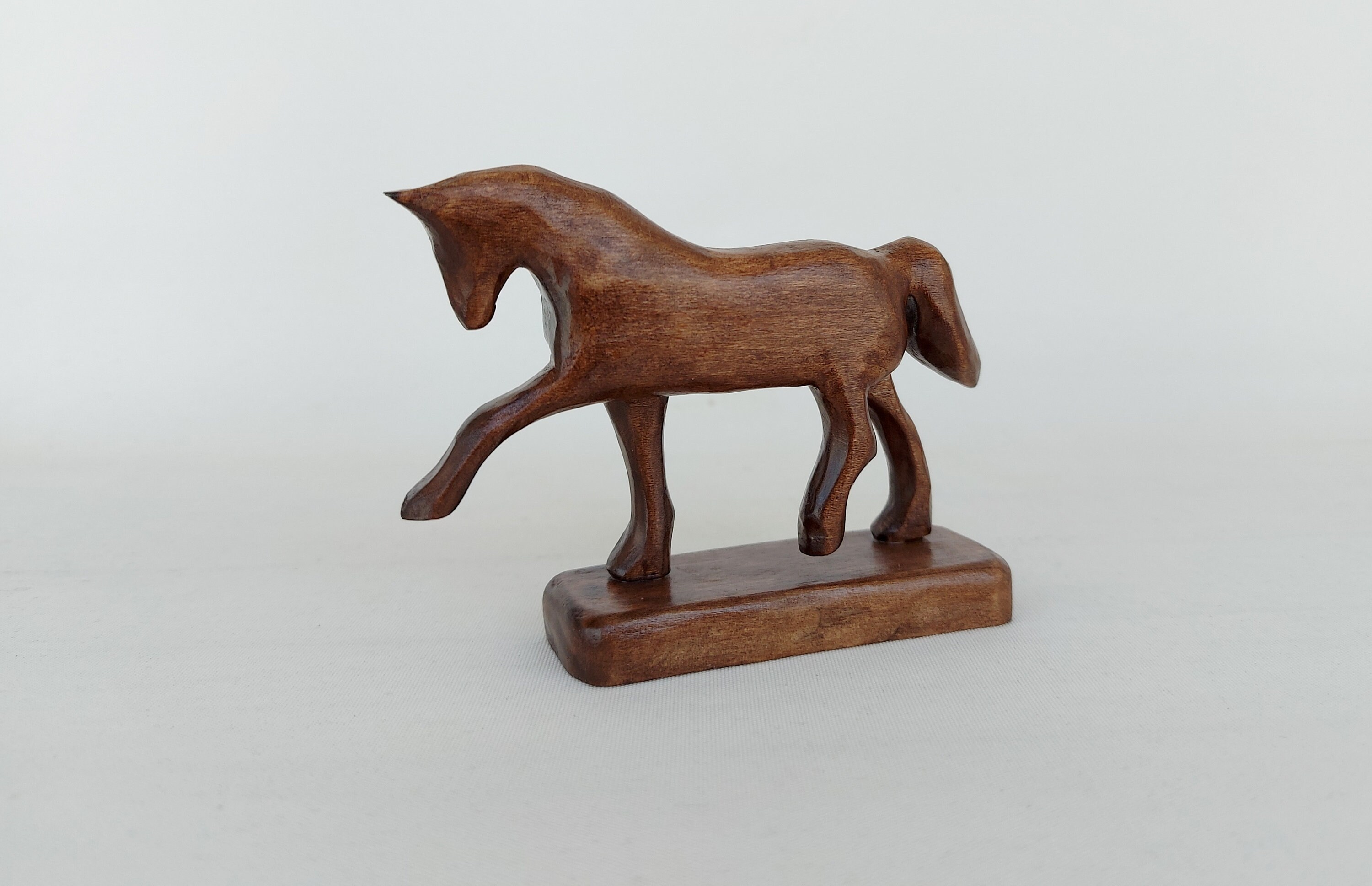 Wooden Horse Figurine Wood Carved Statue Horse Home Decor Etsy