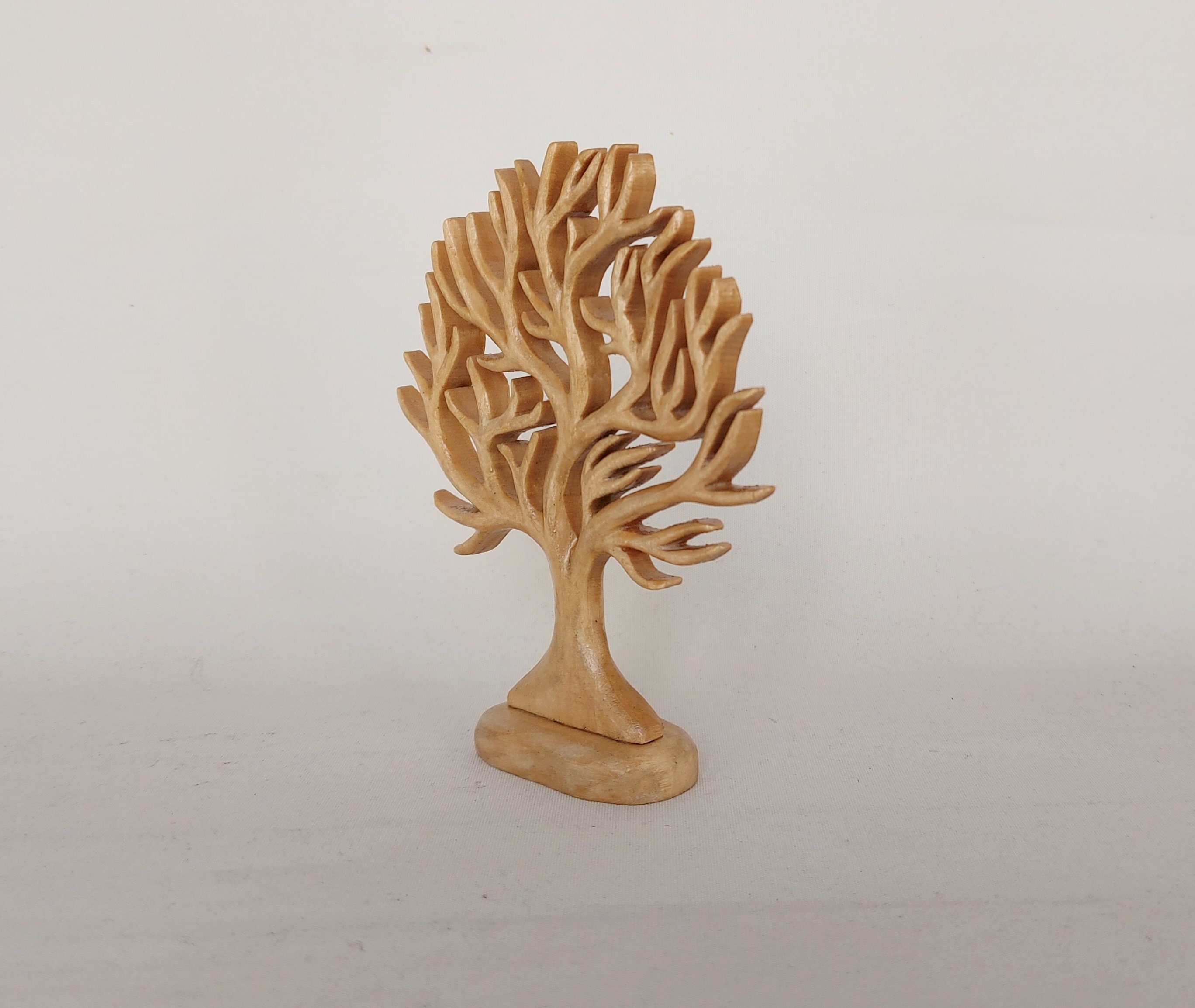 Wood Carved Tree Figurine Wooden Tree Home Decor Hand Carved Etsy