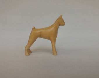 Wood Carved  Dog Figurine, Wooden Statuette, Dog Home Decor, Wooden Animal Statue