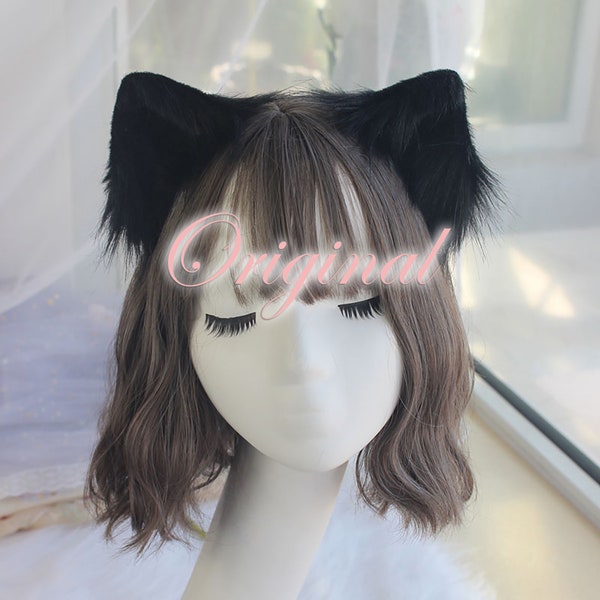 Cosplay cat ear, Black kitten ear, ear headband, cosplay ear, anime cosplay , cat hairpin, cat head band,kittenplay petplay furry cat ears